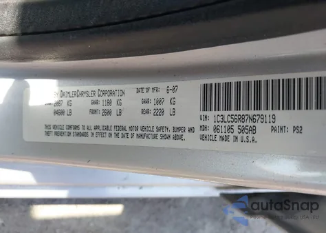 2007 Chrysler Sebring Touring from USA, damaged, VIN 1C3LC56R87N679119